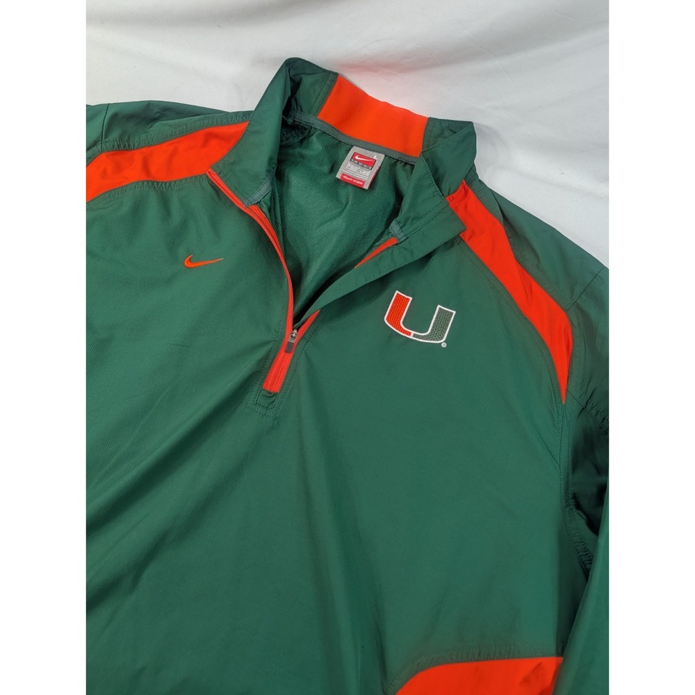 Vintage Nike Team  Miami Hurricanes 1/4 Zip Pullover Windbreaker Storm Fit Large